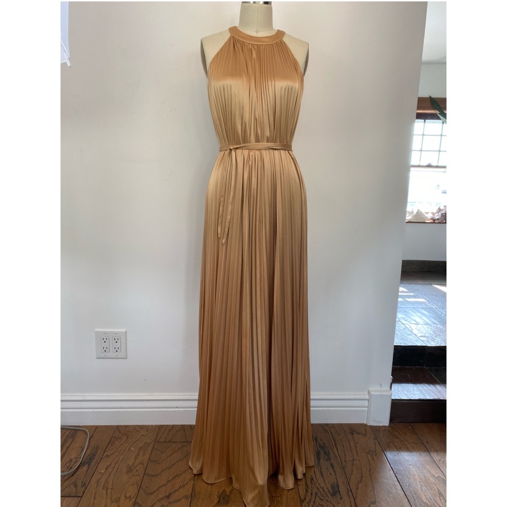 NWT TED BAKER Haylea Pleated Maxi Dress Nude Sz 6